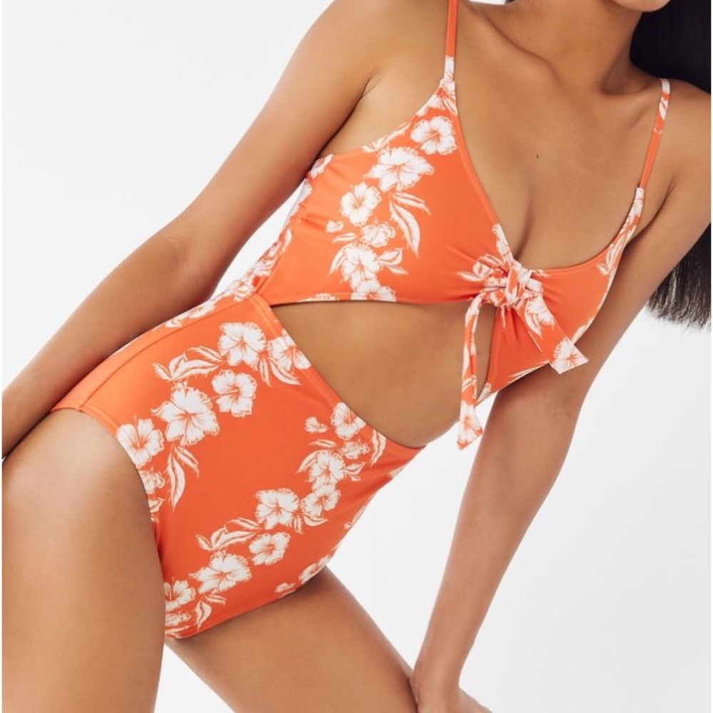 Urban outfitters one piece orange floral bikini